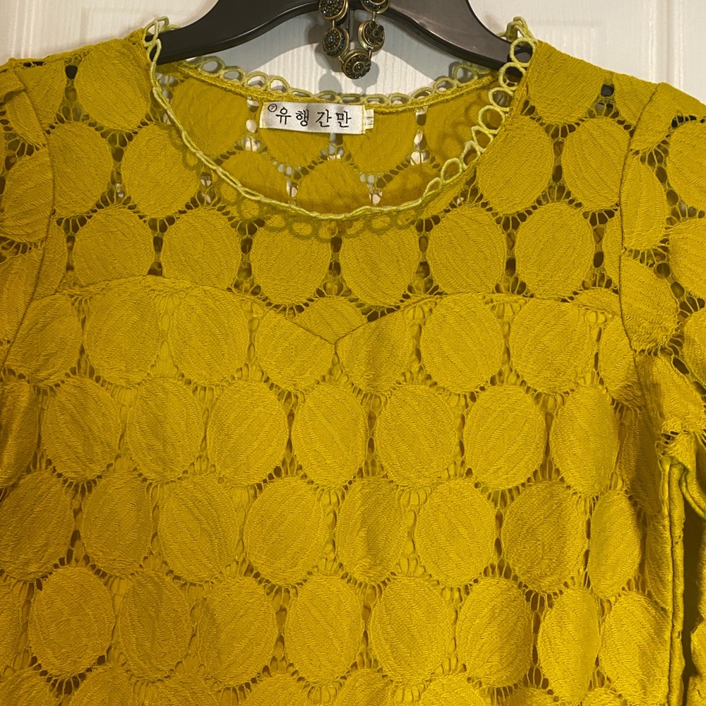 Cottagecore Lace Overlay Top eyelet romantic boho chic w/bracelet